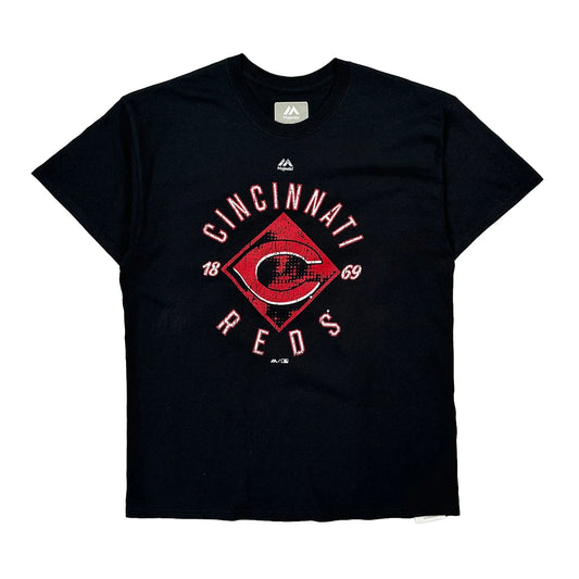 Cincinnati Reds Majestic Mlb T-Shirt - Large Black Cotton