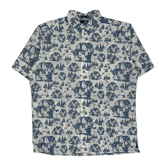 Reyn Spooner Hawaiian Shirt - Medium Blue Cotton Blend