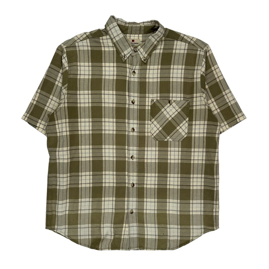 Woolrich Checked Short Sleeve Shirt - XL Green Cotton