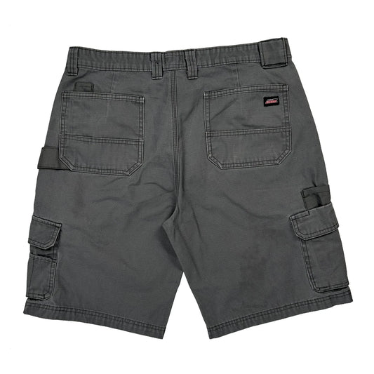 Dickies Baggy Cargo Shorts - 34W 11L Grey Cotton Blend