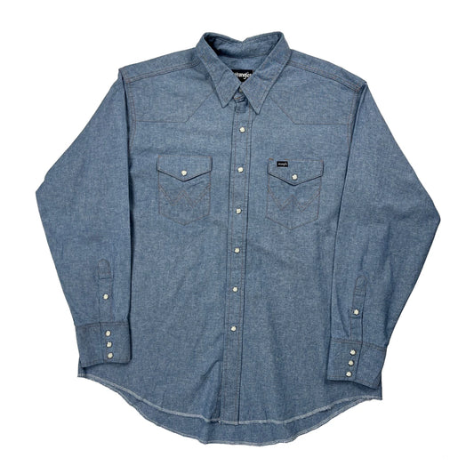 Vintage Wrangler Denim Shirt - 2XL Blue Cotton