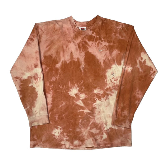 Vintage Nike Tie-Dye Long Sleeve T-Shirt - XL Brown Cotton