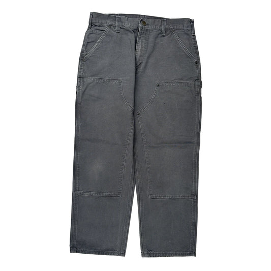 Carhartt Double Knee Carpenter Trousers - 34W 30L Grey Cotton