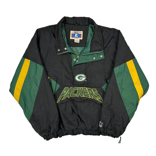 Green Bay Packers Starter Nfl Jacket - Large Black Nylon