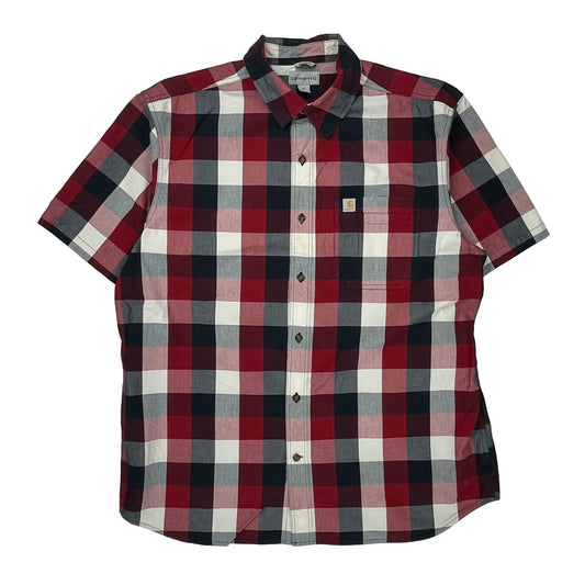 Carhartt Checked Short Sleeve Shirt - XL Blue Cotton