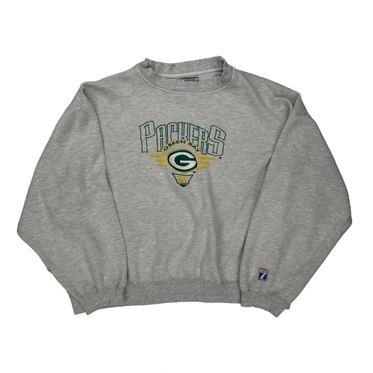 Green Bay Packers Logo Athletics Football Sweatshirt - Large Grey Cotton Blend