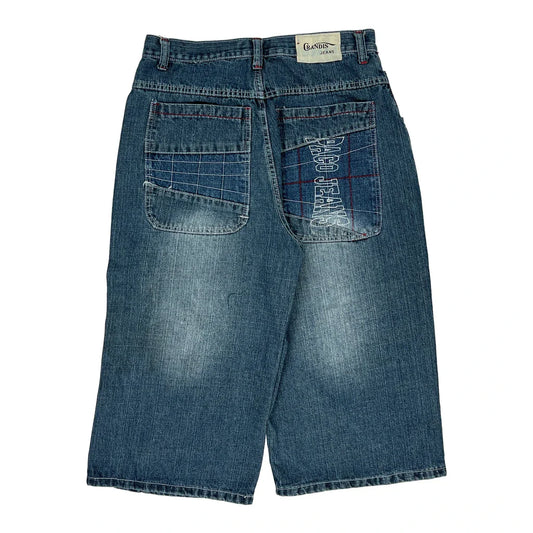 Vintage Hip Hop Randis Embroidered Denim Shorts - 30W 18L Blue Cotton
