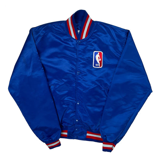 Made In USA Satin Starter Nba Varsity Jacket - Medium Blue Nylon