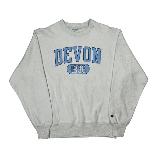 Vintage Reverse Weave Champion College Sweatshirt - Medium White Cotton