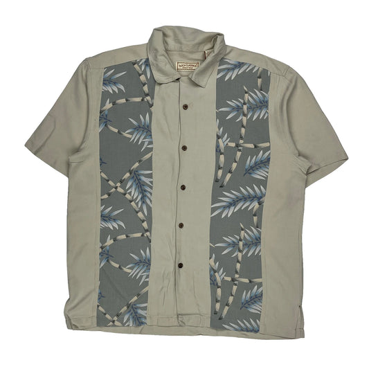 Boca Classics Floral Hawaiian Shirt - Large Beige Silk