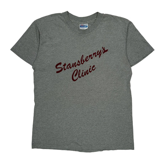 Vintage Number 5 On Back Hanes Single Stitch T-Shirt - Large Grey Cotton Blend