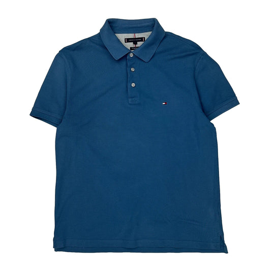 Tommy Hilfiger Slim Fit Polo Shirt - Large Blue Cotton