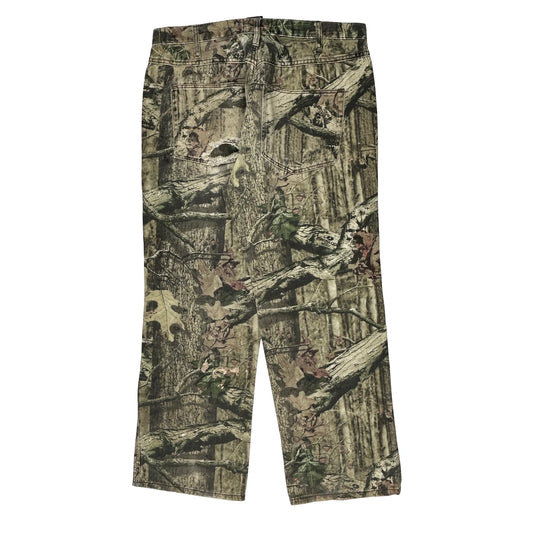 Double Knee Mossy Oak Camo Cargo Trousers - 36W 31L Green Cotton