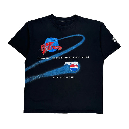 Planet Hollywood Pepsi Graphic T-Shirt - Large Black Cotton