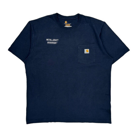Vintage Metal Craft Riverside Carhartt T-Shirt - Large Navy Cotton