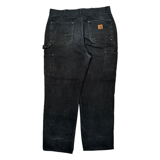 Vintage Carhartt B01 Blk Double Knee Carpenter Trousers - 34W 31L Black Cotton