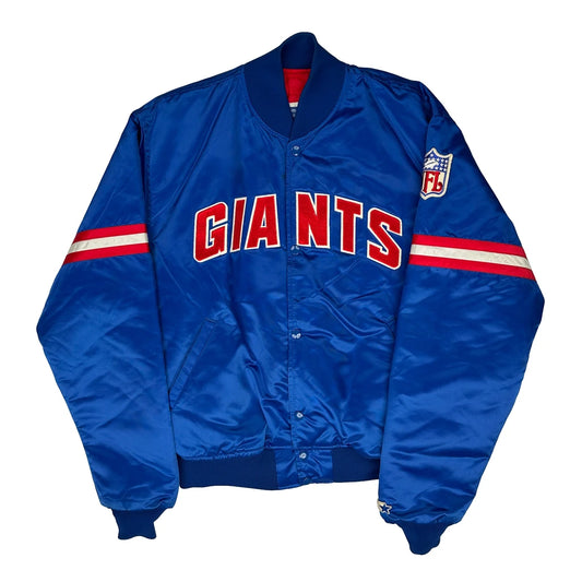 90S Satin Giants Starter Varsity Jacket - Large Blue Polyester