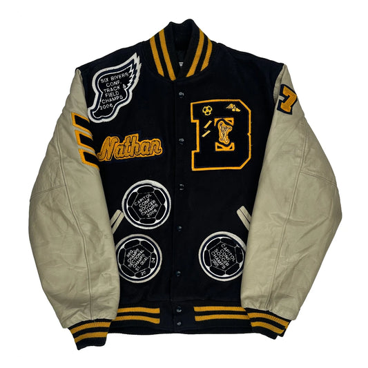 Made In USA 90S Wildcats Neff 00'S College Patches Varsity Jacket - XL Black Wool Blend