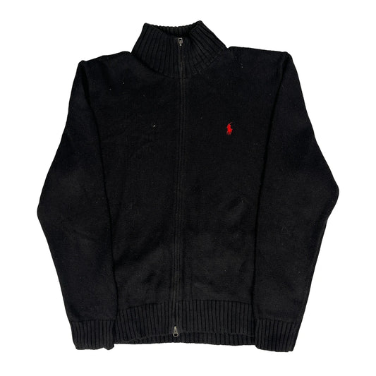 Polo By Ralph Lauren Zip Up - Large Black Wool