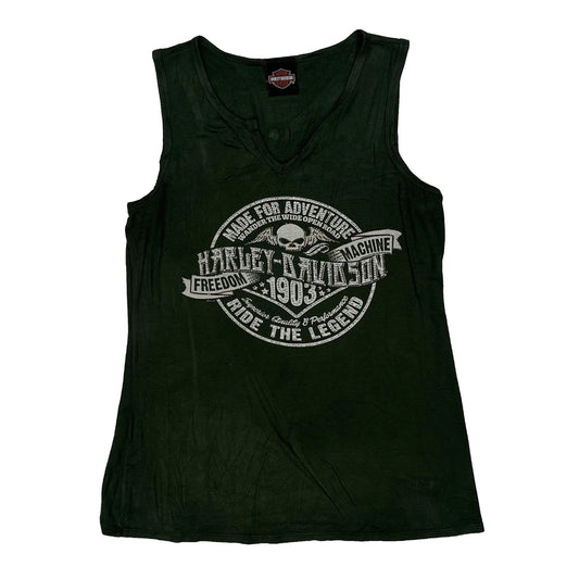 Ride The Legend Harley Davidson Vest - Small Green Cotton