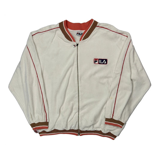 Vintage Fila Zip Up - XL White Cotton