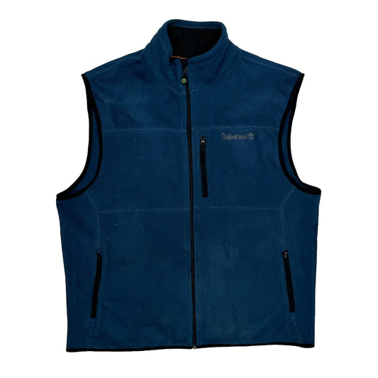 Vintage Timberland Gilet - Large Blue Polyester
