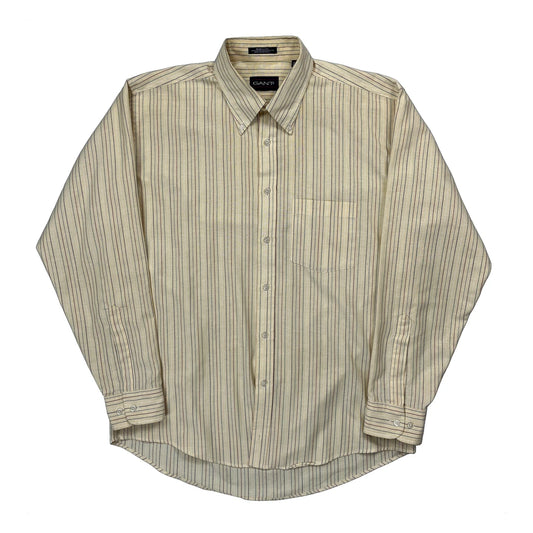 Vintage Gant Striped Shirt - Large Beige Cotton Blend
