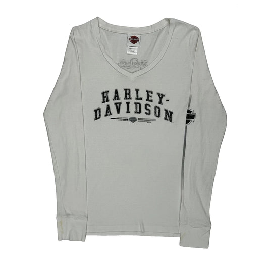 Wausau Wisconsin Harley Davidson Long Sleeve T-Shirt - Large White Cotton