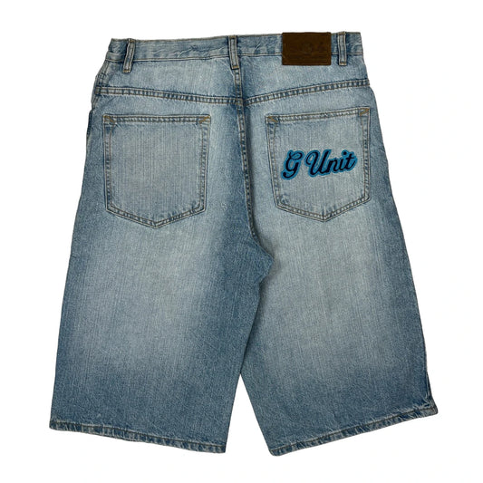 G Unit Baggy Denim Shorts - 33W 13L Light Wash Denim
