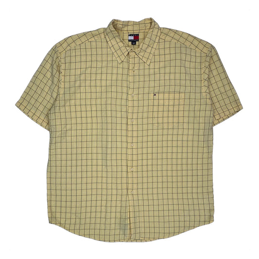 Tommy Hilfiger Checked Short Sleeve Shirt - XL Yellow Cotton