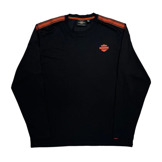 Vintage Harley Davidson Long Sleeve T-Shirt - XL Black Cotton