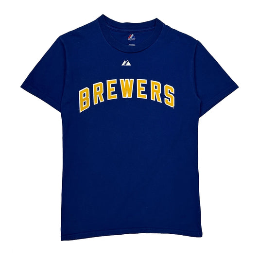 Vintage Brewers Majestic Mlb T-Shirt - Small Blue Cotton