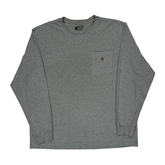Carhartt Long Sleeve T-Shirt - XL Grey Cotton