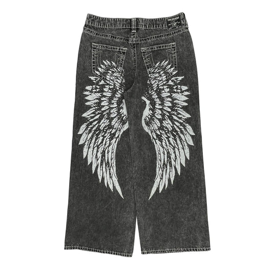 True Religion Graphic Jeans - 37W 24L Grey Cotton