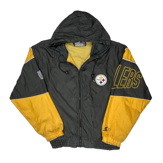 Vintage Steelers Starter Spellout Windbreaker - Large Black Polyester
