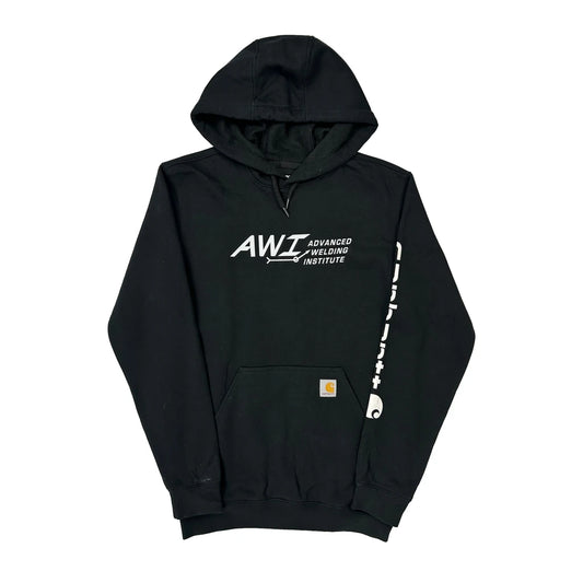 American Flag Print On Back Carhartt Graphic Hoodie - Small Black Cotton