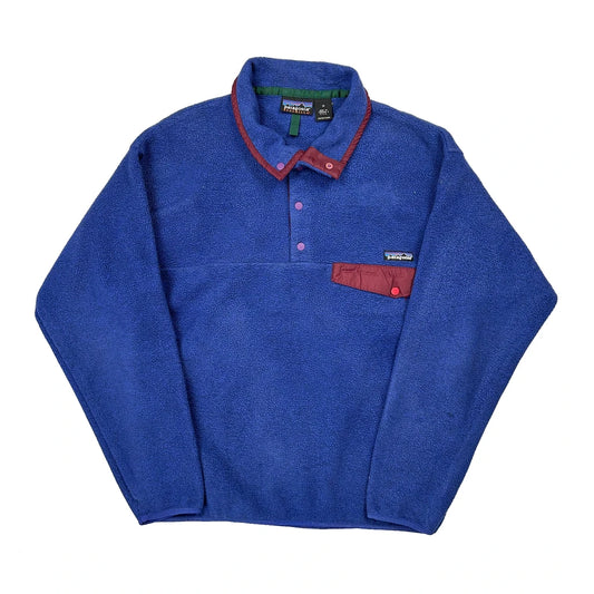 Vintage Made In USA Patagonia Synchilla Snap T Fleece - Medium Blue Polyester