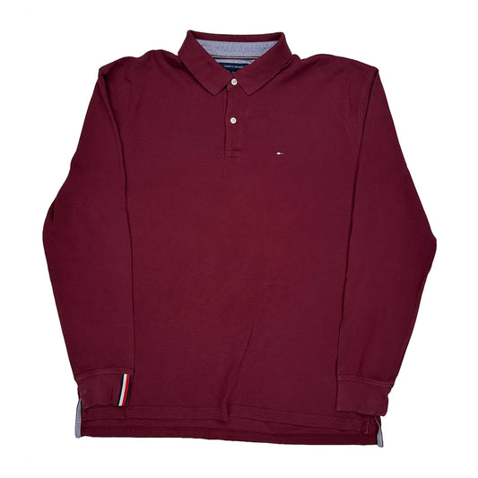 Vintage Tommy Hilfiger Polo Shirt - XL Burgundy Cotton
