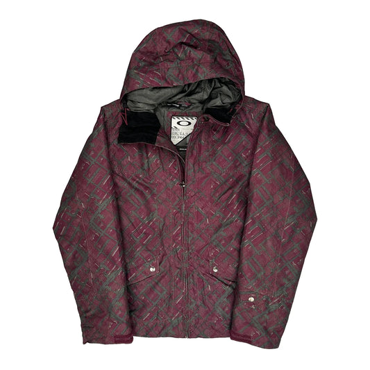 Vintage Oakley Maroon All Over Print Ski Jacket - Large Burgundy Polyester