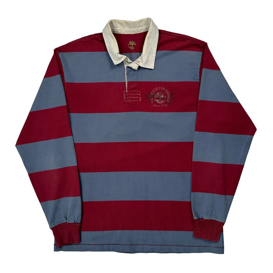 Timberland Striped Rugby Shirt - Large Blue Cotton