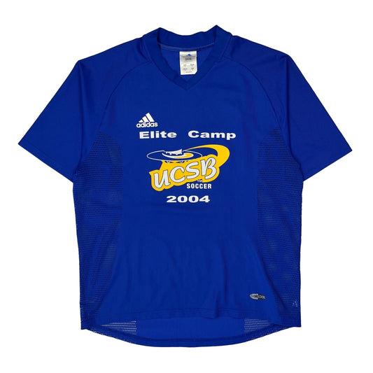 Vintage Ucsb Soccer Elite Camp 2004 Adidas Graphic Football Shirt - Large Blue Polyester