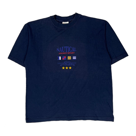 Nautical Theme Unbranded Single Stitch T-Shirt - XL Navy Cotton
