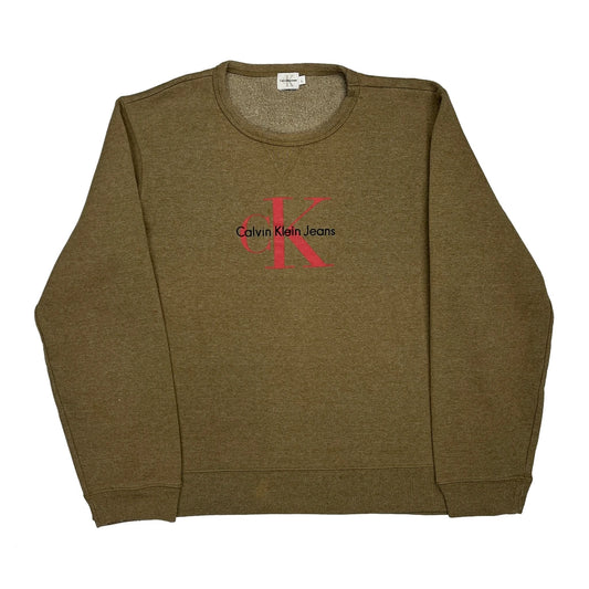 Calvin Klein Jeans Sweatshirt - Large Brown Cotton