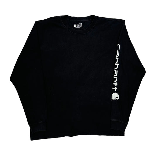 Vintage Carhartt Spellout Long Sleeve T-Shirt - Large Black Cotton