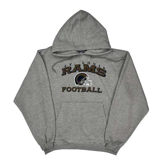 St. Louis Rams Reebok Football Hoodie - Medium Grey Cotton Blend