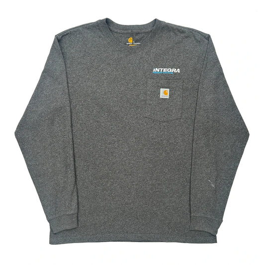 Carhartt Long Sleeve T-Shirt - Large Grey Cotton