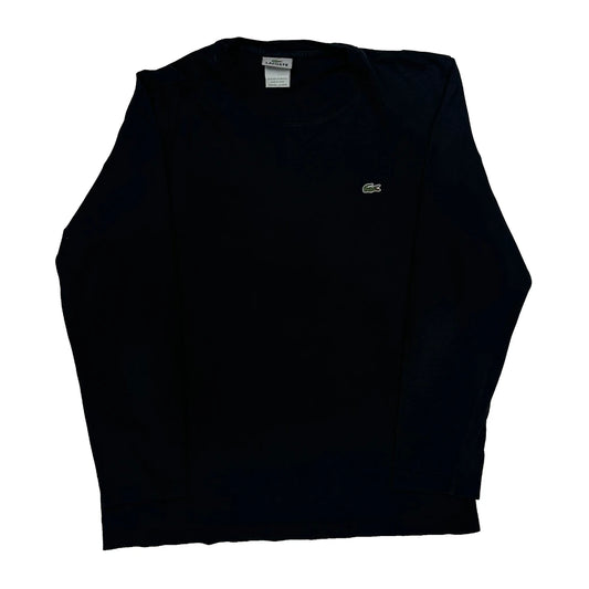 Vintage Lacoste Long Sleeve T-Shirt - Large Black Cotton