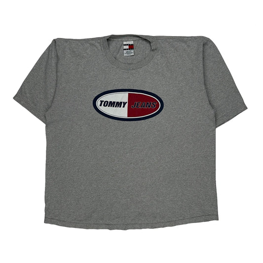 Tommy Jeans Spellout T-Shirt - 2XL Grey Cotton