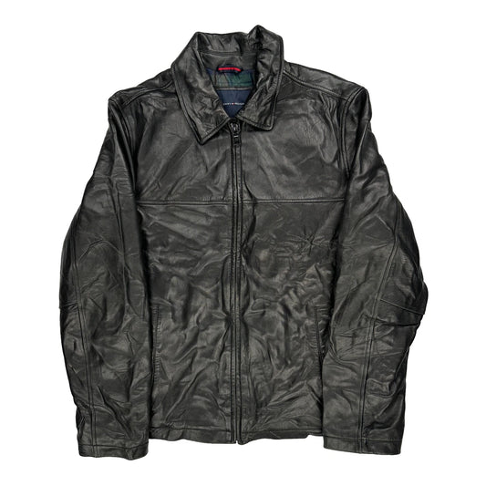 Vintage Tommy Hilfiger Leather Jacket - Large Black Leather