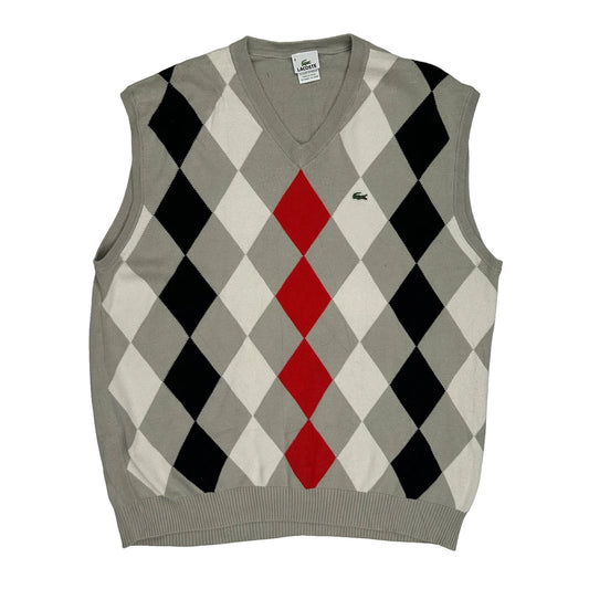 Lacoste Argyle Sweater Vest - 2XL Grey Cotton